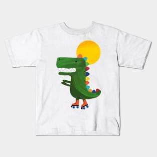 Dinosaur on roller skates Kids T-Shirt